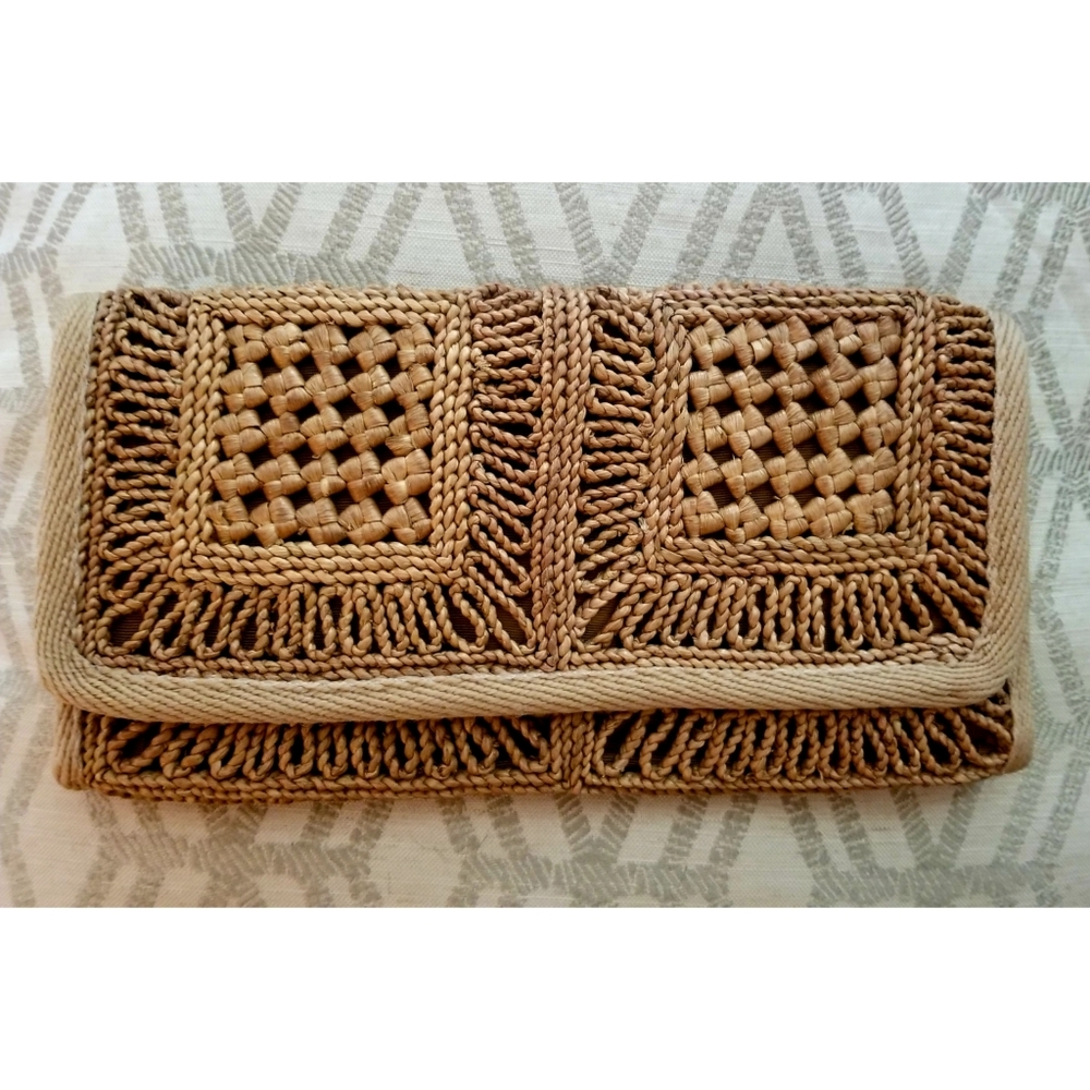 BOHO Woven Wicker Style Clutch Purse